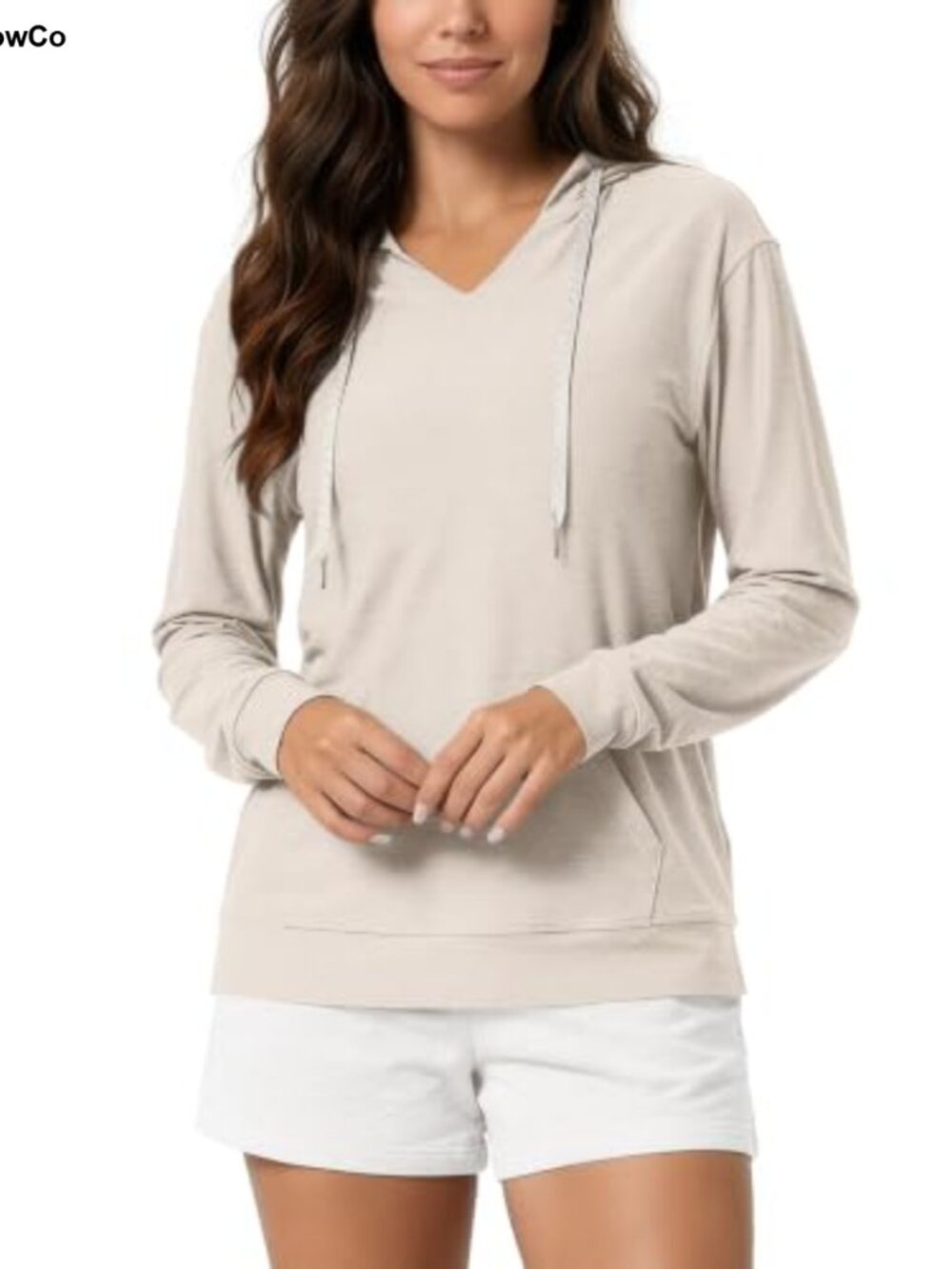 Oversized V-Neck Hoodie with Kangaroo Pocket and Side Slit